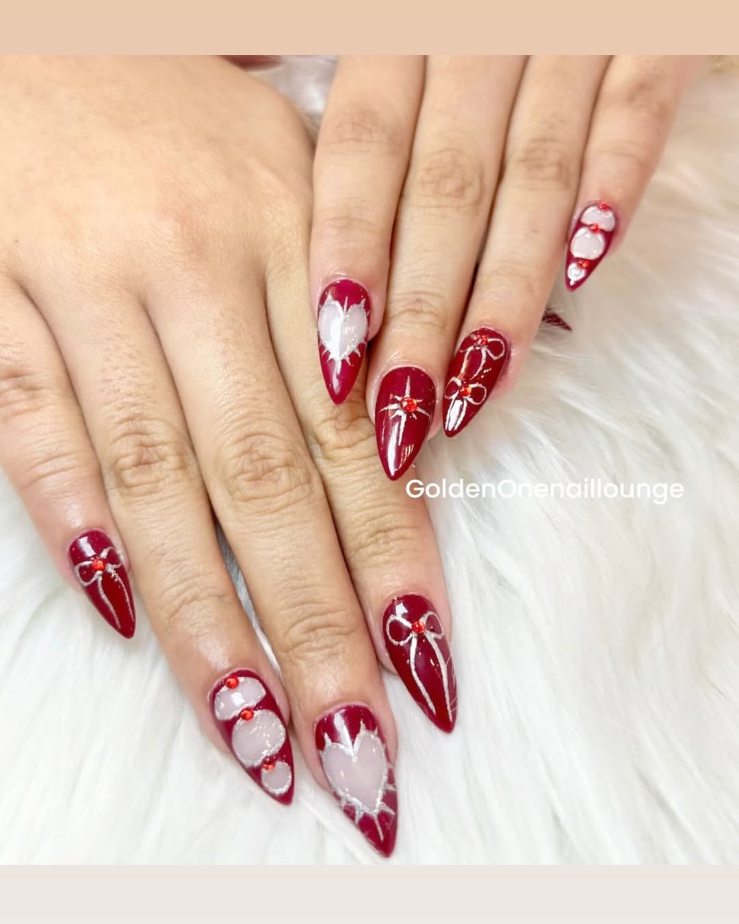 Coffin shape acrylic nails with creative design - GoldenOne Nail Lounge Canton gallery