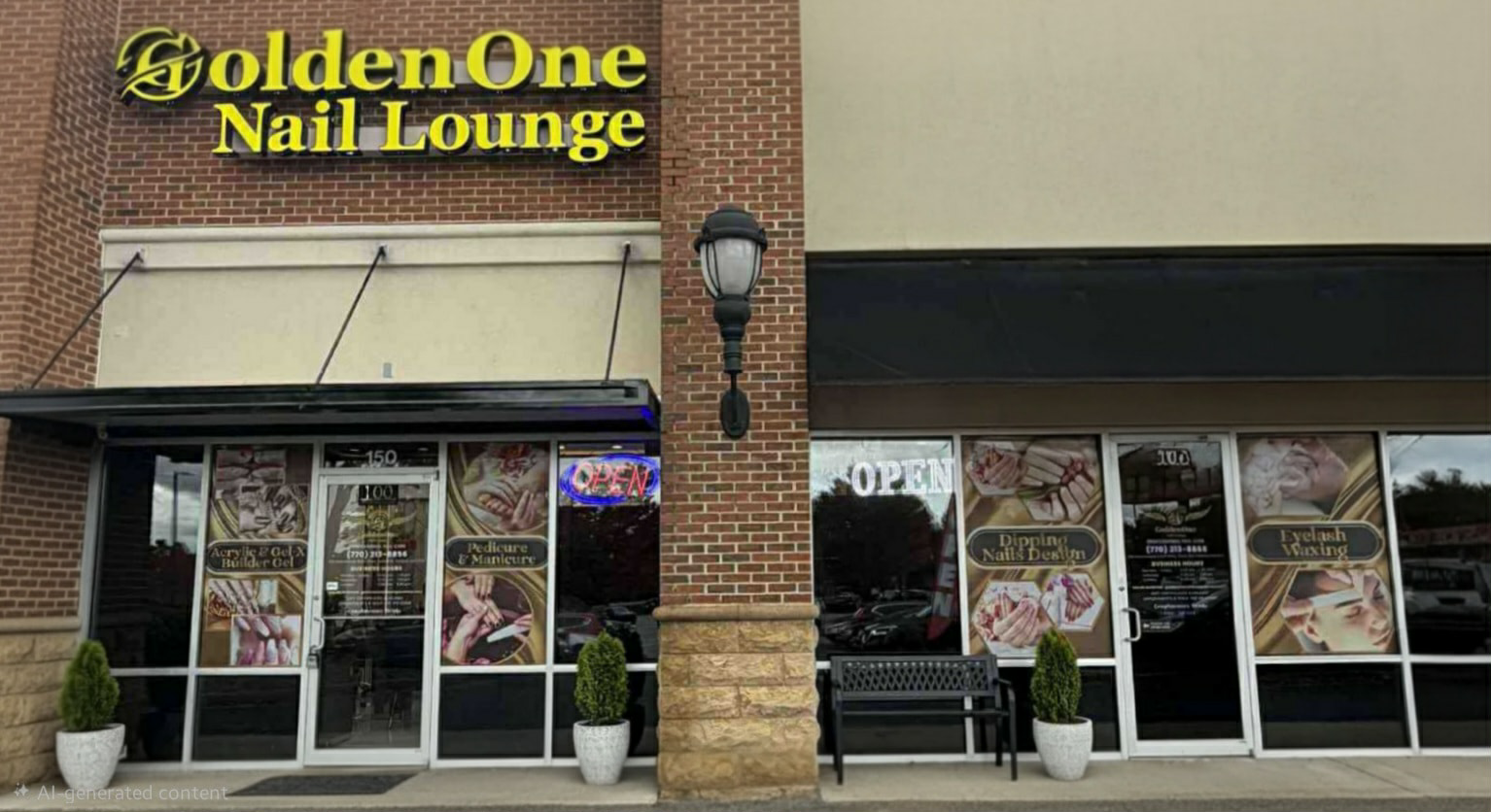 GoldenOne Nail Lounge storefront in Canton, GA - Premier nail salon located at 150 Prominence Point Pkwy